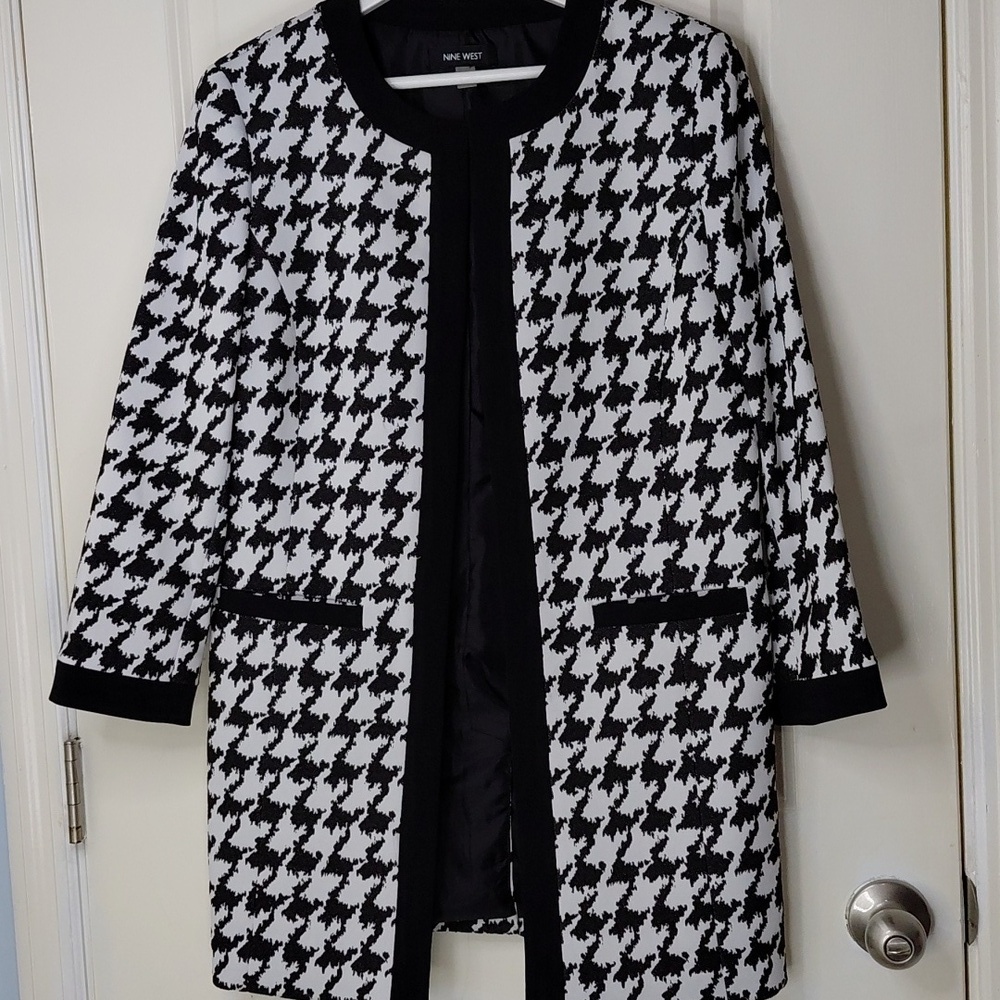 NINE WEST Houndstooth Blazer Black & White Sz S 6